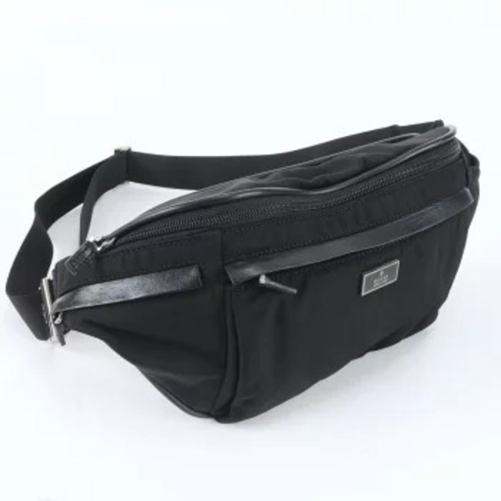 Gucci Multi Pocket Leather Waist Sling Bag Black